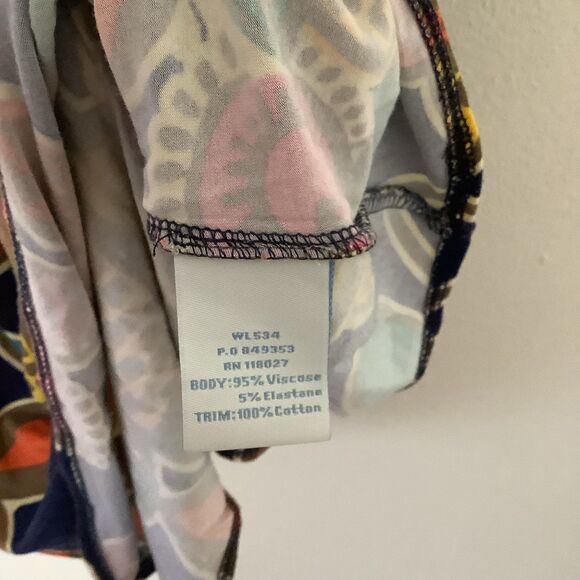 Boden Artsy Bohemian Hippie Graphic Floral Embellished Coloful Blouse Sz 4 - Picture 10 of 11